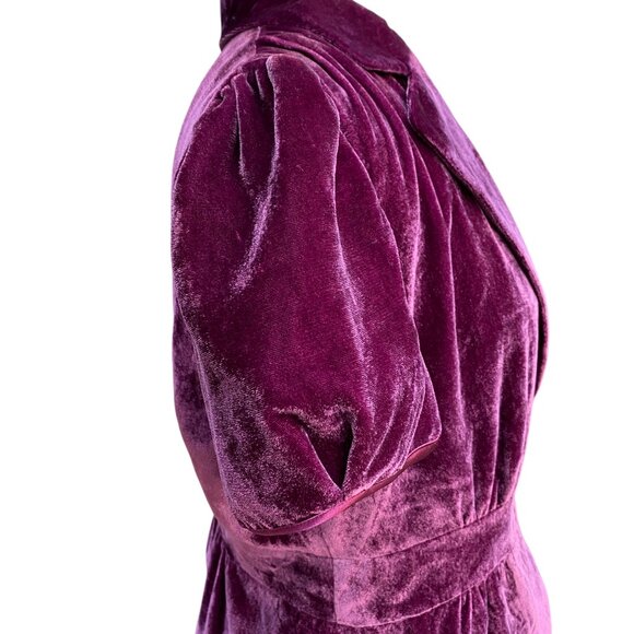 Work to Weekend Velvet Puff Short Sleeve Blazer Purple Dark Fairy Grunge 80s-10 - Picture 8 of 15